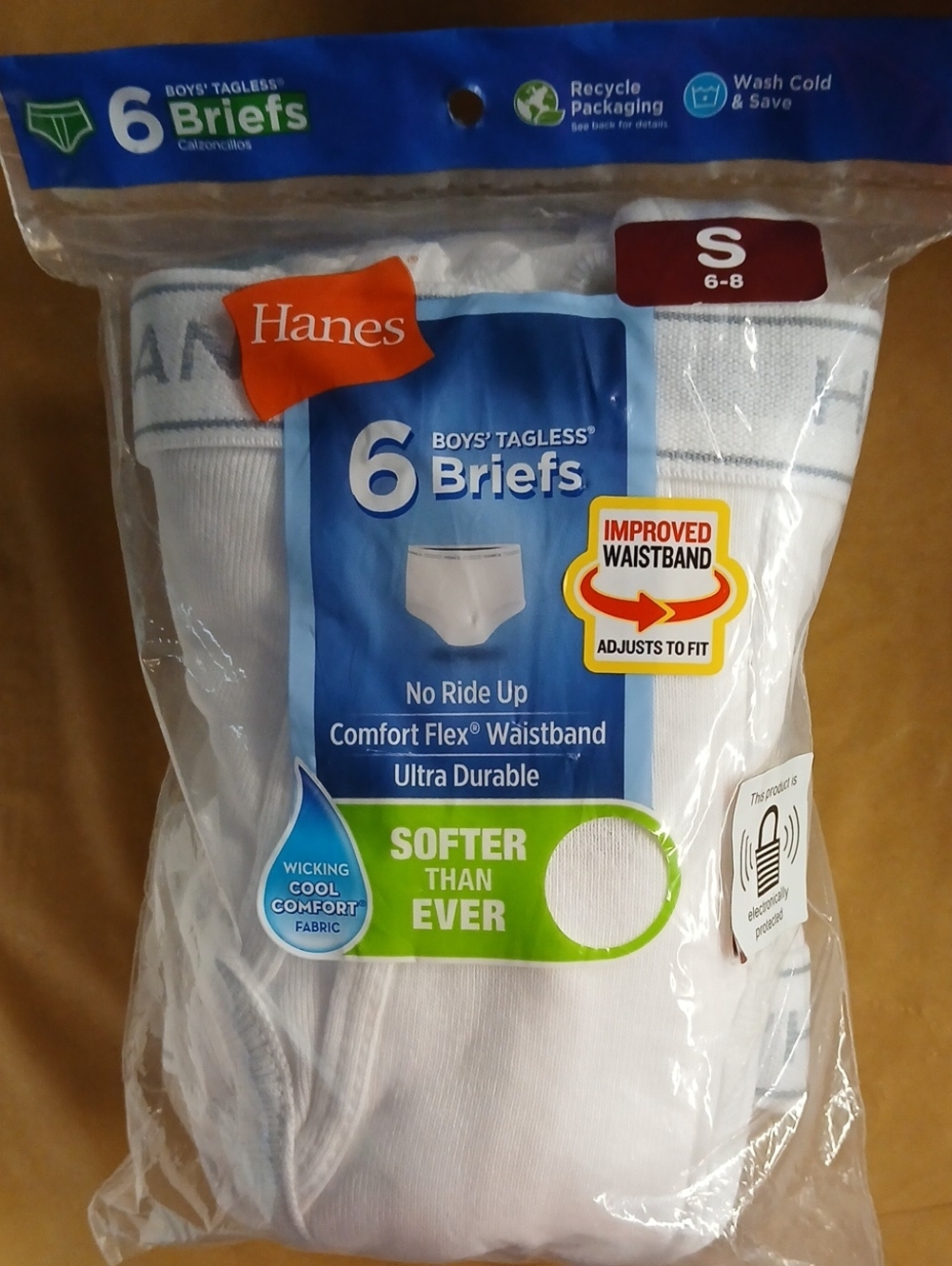 Hanes Boys Tagless Briefs 6-Pack in White